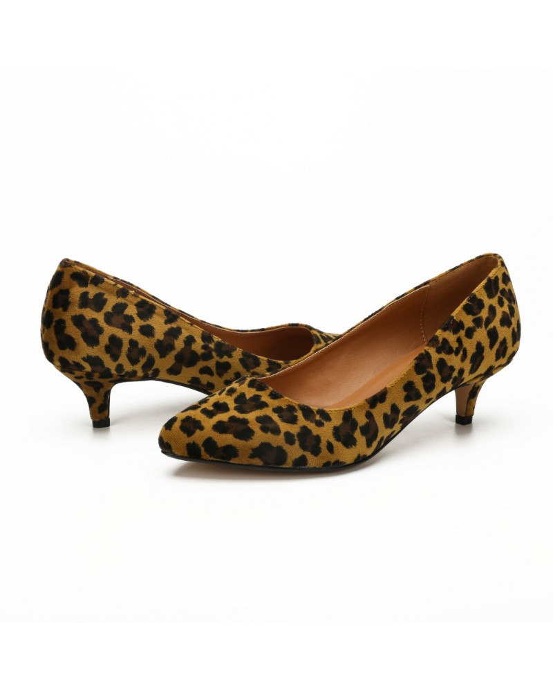 Leopard pattern plus size suede high heels