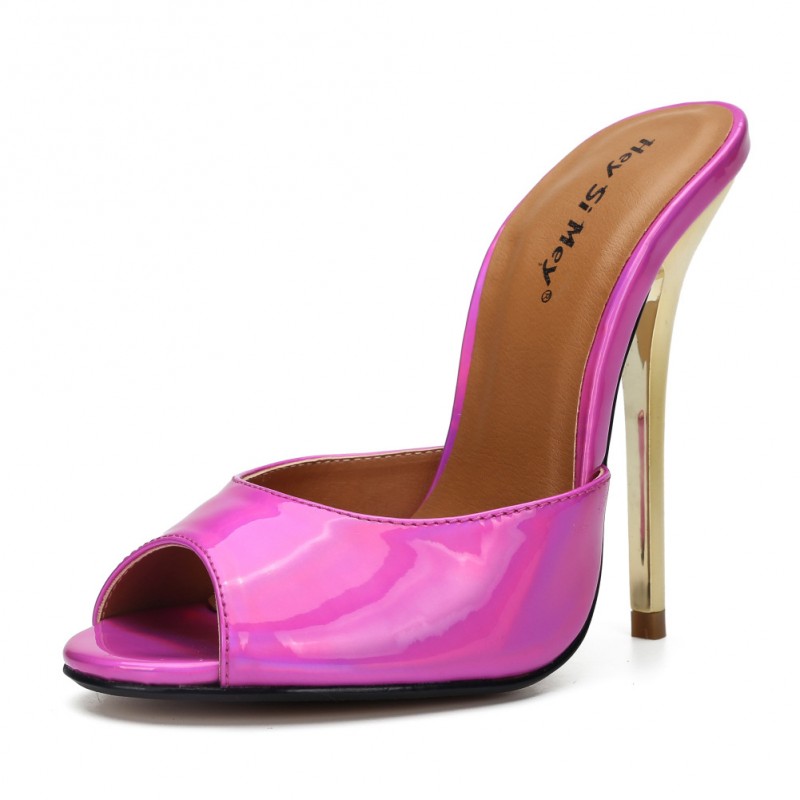 5 Inch plus size high heels slippers - Super X Studio