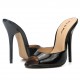 Patent leather bright black super high heel slippers