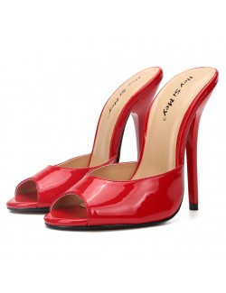 Bright red super high heel slippers