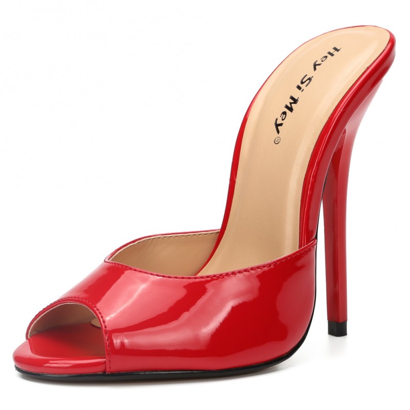 Bright red sexy high heel slippers - Super X Studio