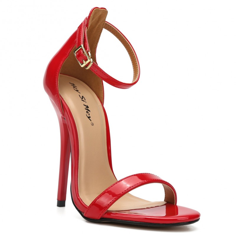 Sexy Red Bottom Ultra High Heels Synthetic Suede Ankle Strap on