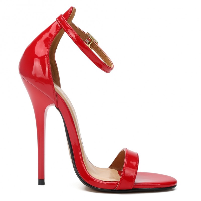 Sexy Red Bottom Ultra High Heels Synthetic Suede Ankle Strap on