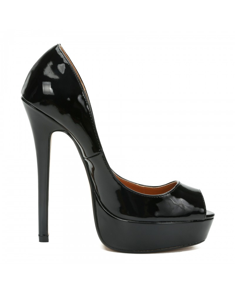 Black platform 6 inch high heel shoes