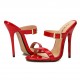 Red strappy high heel slippers