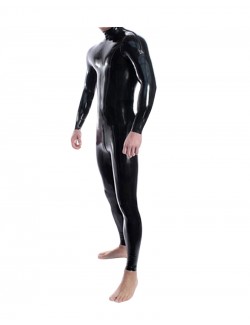 Latex classical catsuit with shoulder zip