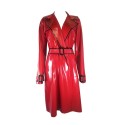 Red latex flasher trench coat