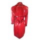 Red latex flasher trench coat