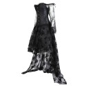 Victorian gothic flat-shoulder overbust corset long sleeve lace high low skirt set
