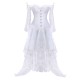 Victorian gothic flat-shoulder overbust corset long sleeve lace high low skirt set