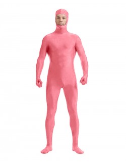 Pink zentai spandex outfit full face opening