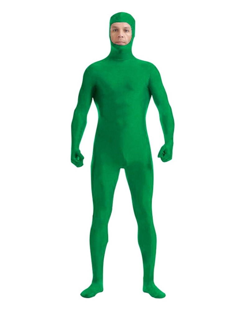 Jade green zentai spandex outfit full face opening