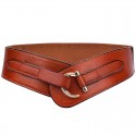 Handmade brown elastic leather waistband belt