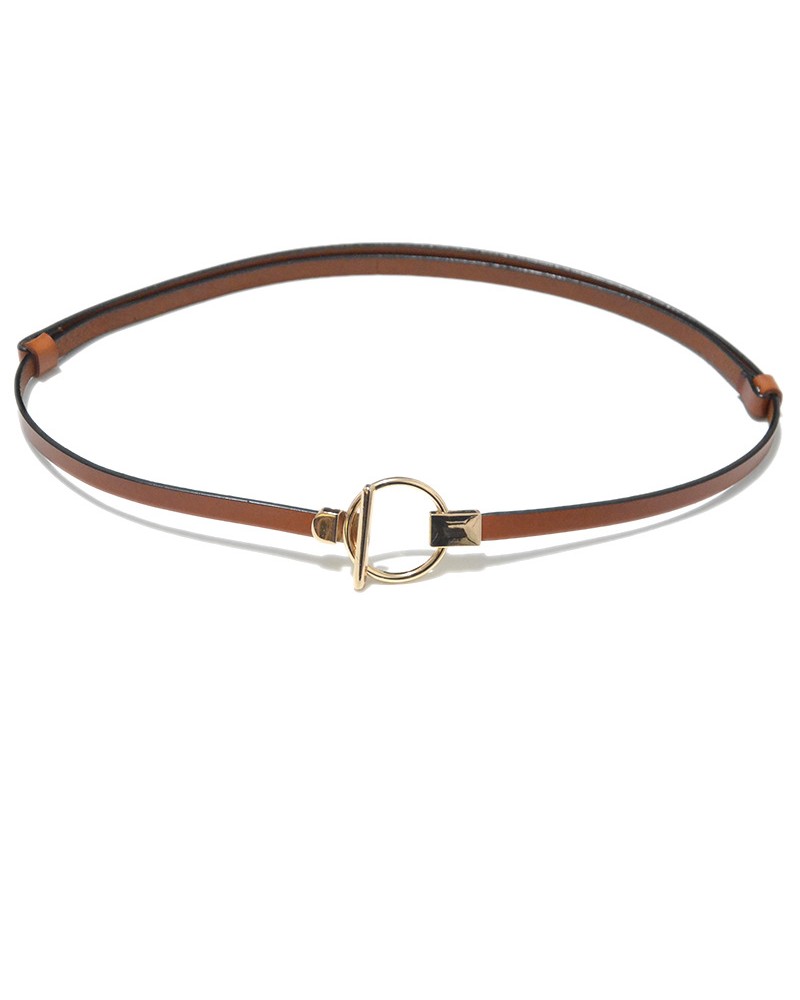 Light brown leather waist belt
