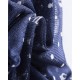 Navy blue printed wave point silk scarf