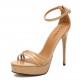 Creamy-white high heel ankle straps sandals