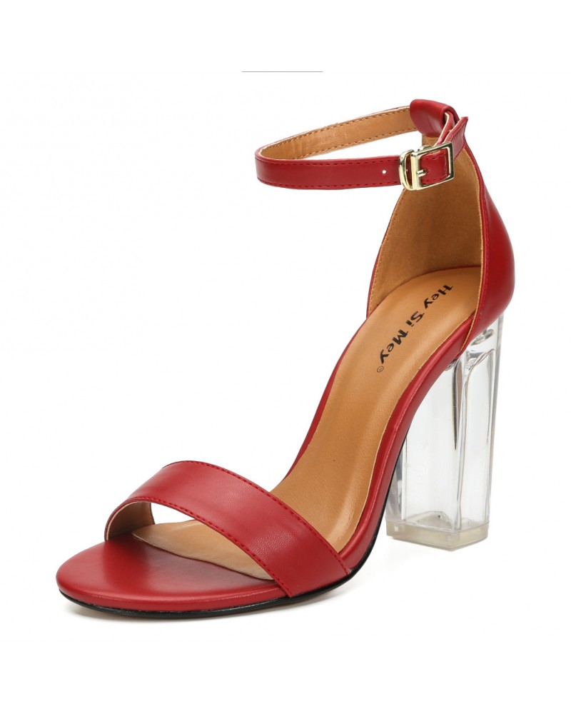 Transparent chunky heeled sandals