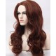 Brown red synthetic fiber long wig