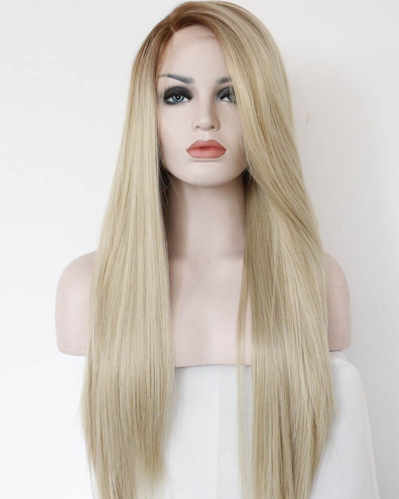 Synthétique perruque blonde longue