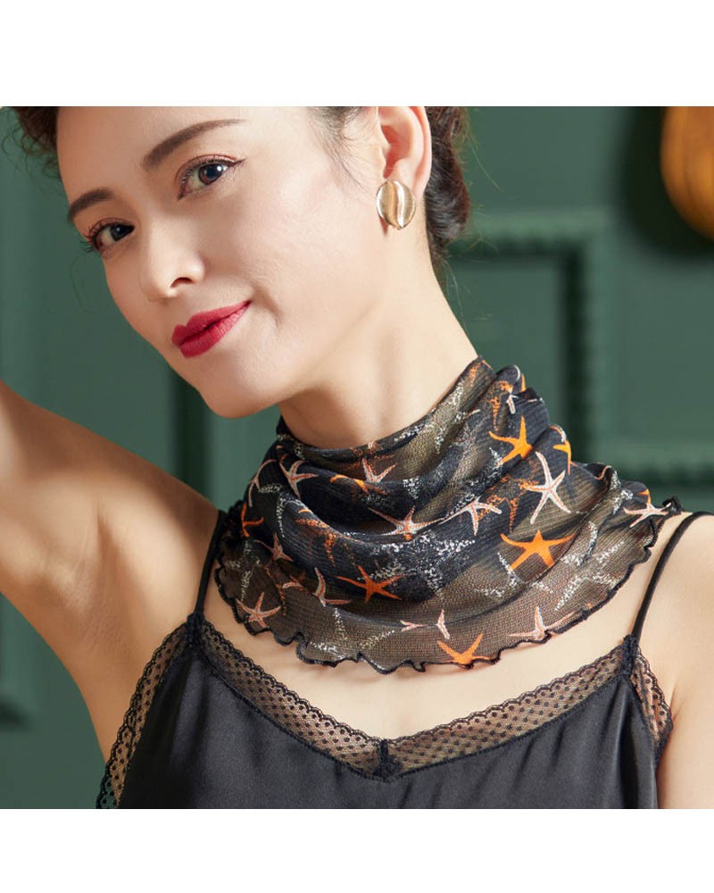 Starfish style printed silk scarf