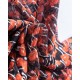 Foulard en soie imprimé motif champignons orange