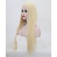 Synthetic fiber straight long hair blond wig
