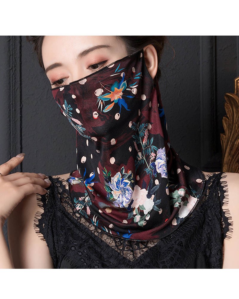 Bright Floral print pattern ear-hanging scarf