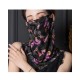 Retro black pattern print ear-hanging scarf