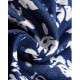 Blue and white floral print ear-hanging silk scarf