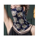 Hidden blue umbrella pattern ear-hanging tube magic scarf face mask