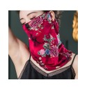Red rose pattern printing, ear-hanging, tube magic scarf, face mask