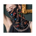 Flower & chain pattern, ear-hanging, tube magic scarf, face mask