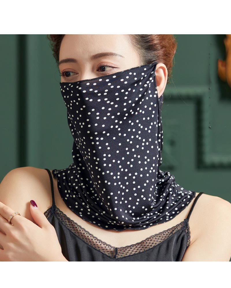 Black and white polka dot pattern, ear-hanging, tube magic scarf, face mask