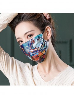 Fashion pattern printed mulberry silk face mask
