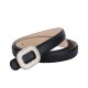 Nubuck leather smooth buckle skinny belt