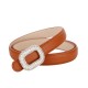 Nubuck leather smooth buckle skinny belt