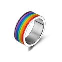 Rainbow enamel stainless steel ring