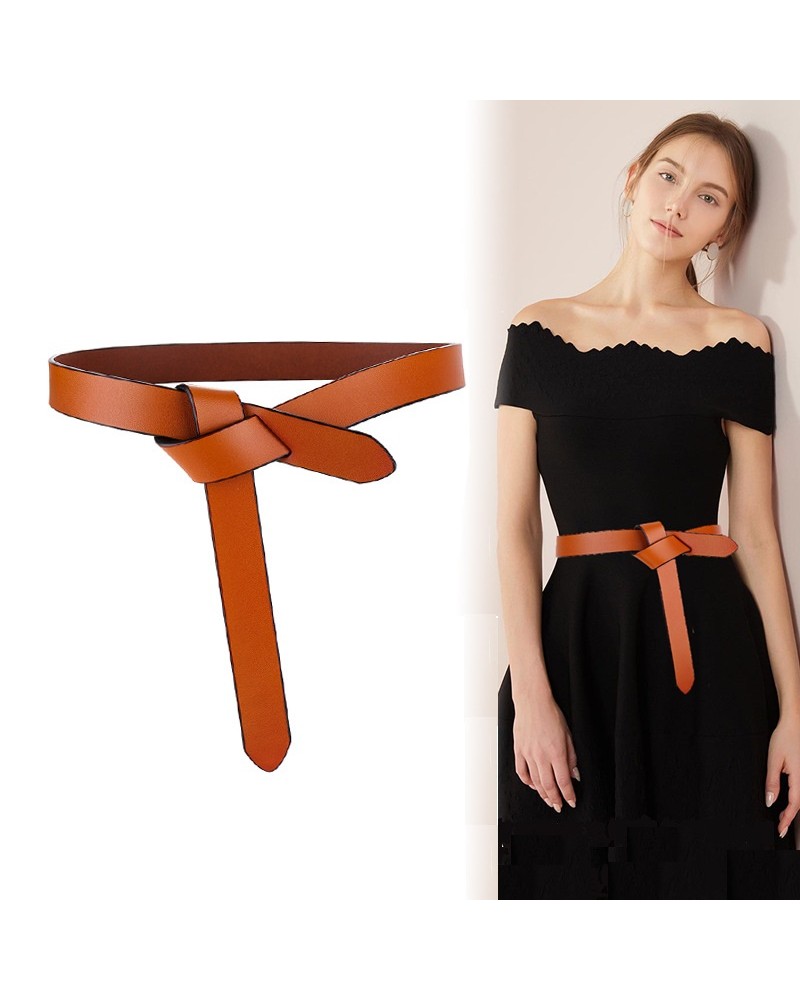 Women's knotted leather belt