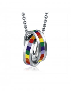 Rainbow enamel stainless steel pendant