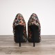 Dark floral fabric high heels