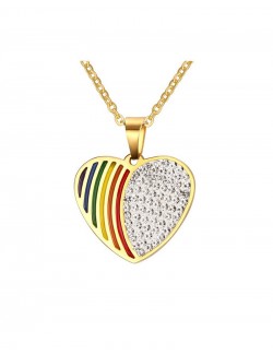 Rainbow enamel gold pendant crystal synthetics