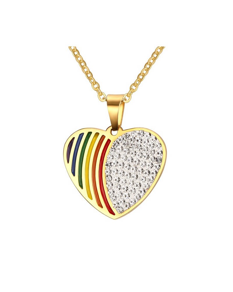 Rainbow enamel gold pendant crystal synthetics