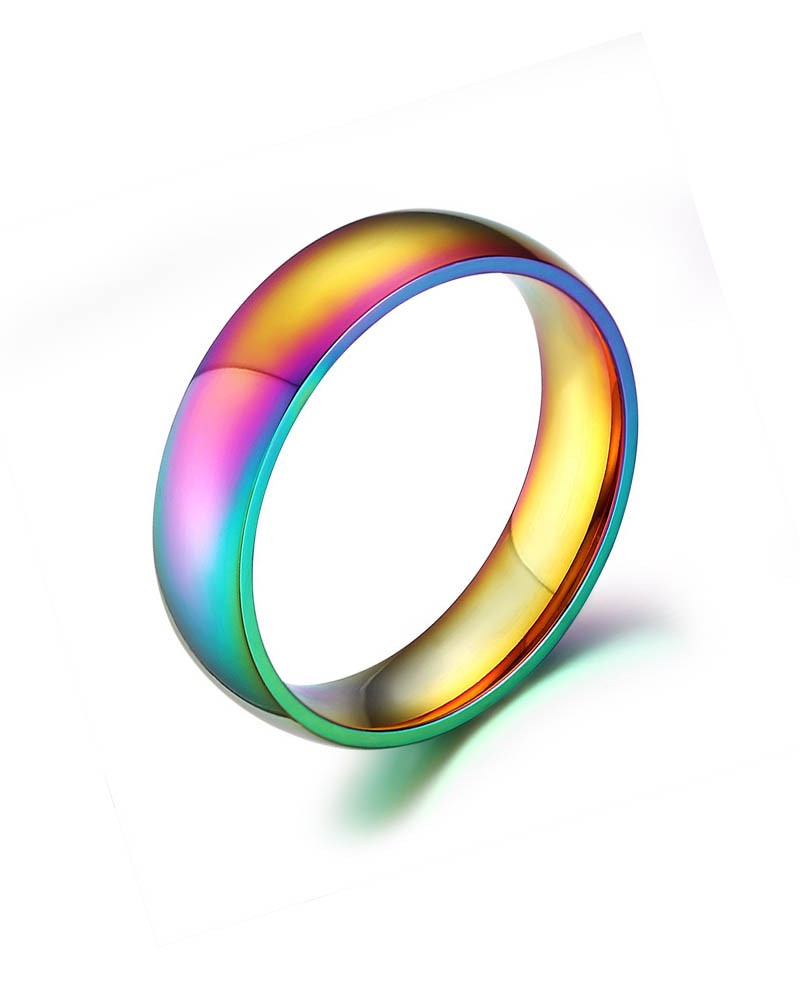 Rainbow stainless steel golden ring