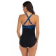 Blue and black v neckline classic ladies swimsuit