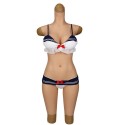 Optional zipper silicone D Cup female body suit