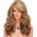 Celebrity long curly light brown hair wig