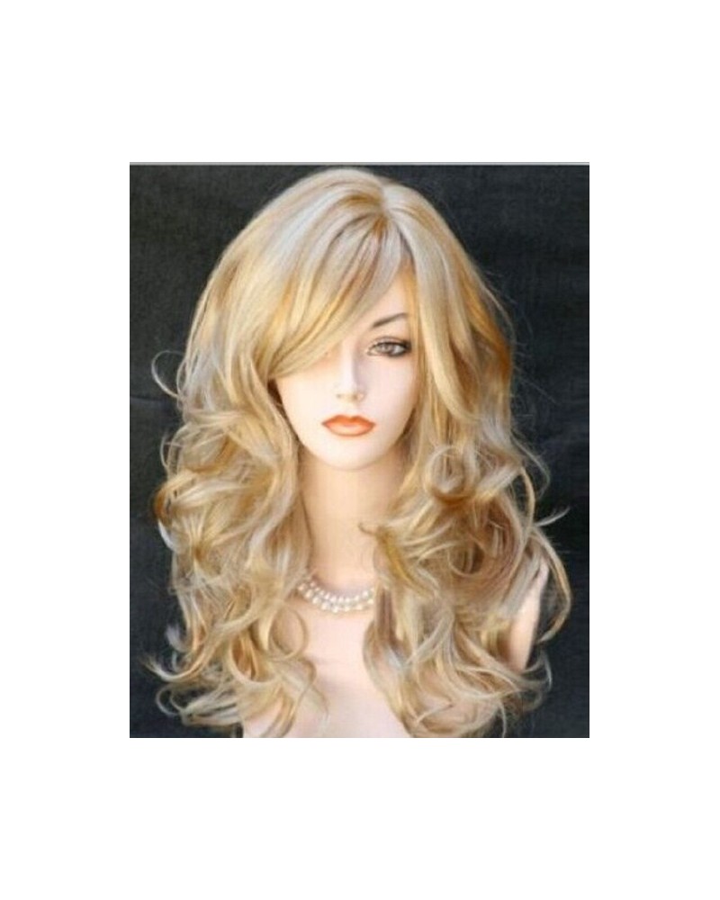 Long curly wavy blond hair wig