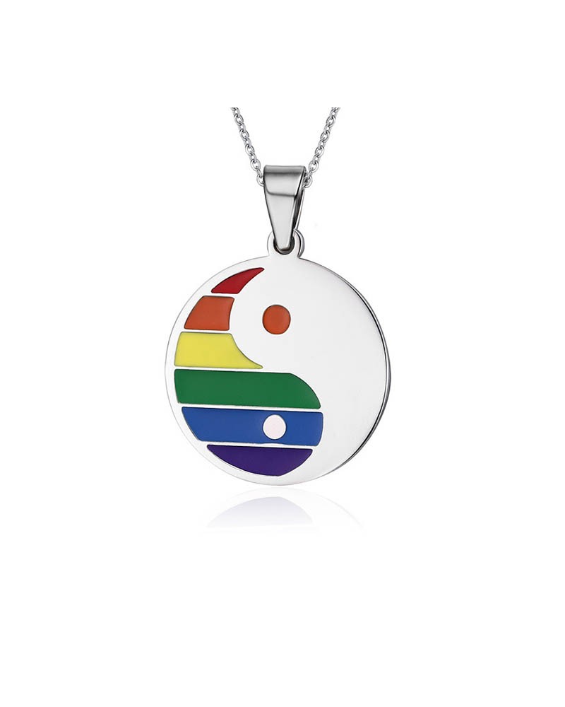 Stainless steel pendant yin yang rainbow