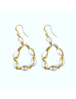 Retro natural pearl earrings gold-plated