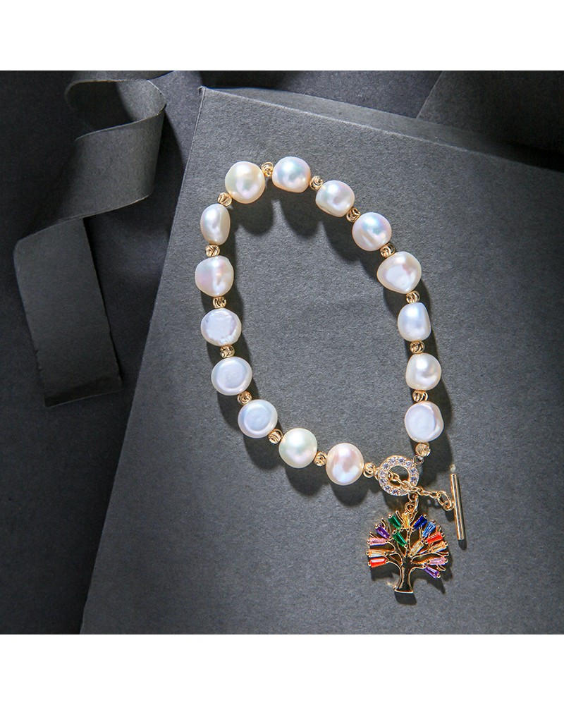 Luxury pearl gold-plated bracelet with pendant